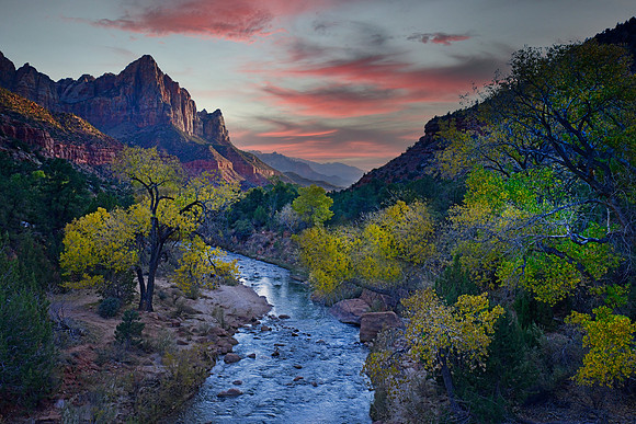 the watchman ,virgin river sunset,zion ntl.park