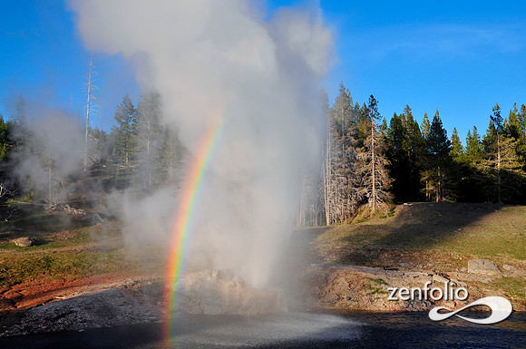 riverside geyser eruption with a nice big rainbow.