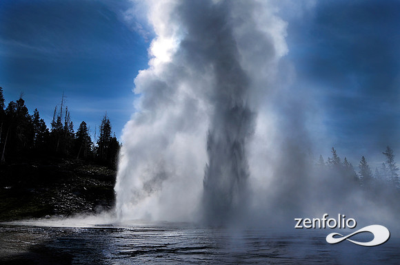 grand geyser morning backlit eruption,may,2012.