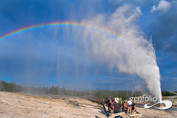 beehive evening rainbow eruption,july 2012