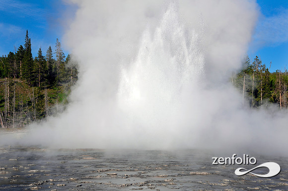 oblong geyser eruption.
