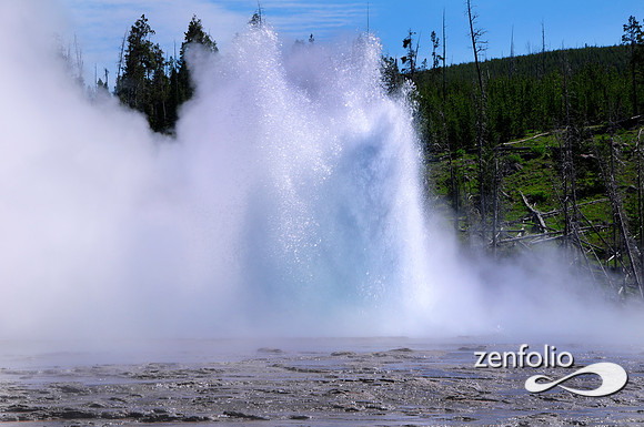 oblong geyser eruption.