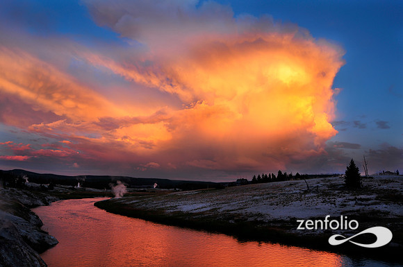 amazing firehole sunset,july 15th 2012