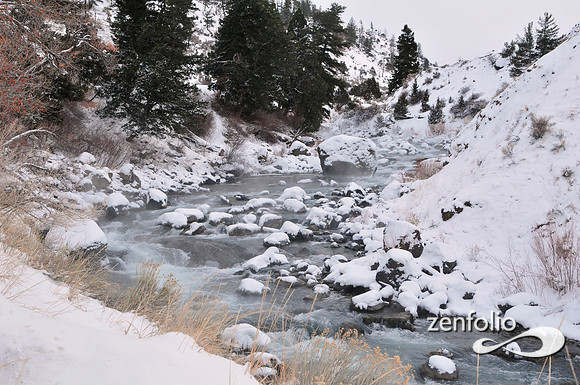 gardiner river in winter.