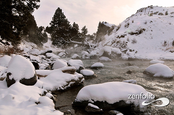gardiner river in winter.