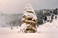 liberty cap,mammoth hot springs in winter.